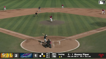 Kenny Piper doubles (22) on a ground ball to left fielder Colby Shade. Xavier Isaac scores.