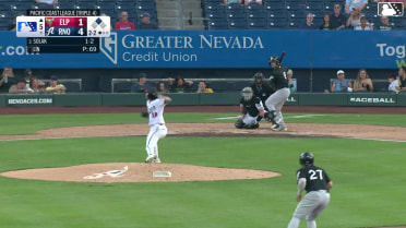Nick Solak singles on a ground ball to center fielder Kristian Robinson. Carlos Rodríguez scores.