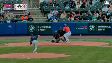 Nick Morabito homers (1) on a fly ball to center field.