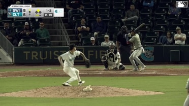 José Azocar singles on a ground ball to center fielder Dru Baker. Brett Wisely scores.