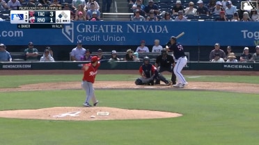 Luken Baker homers (1) on a line drive to left field. Ryan Waldschmidt scores.