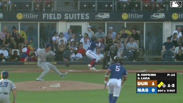 Luis Lara strikes out on a foul tip.