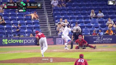 Jeremy Rodriguez out on a sacrifice fly to left fielder Facundo Velásquez. Chase Meggers scores.
