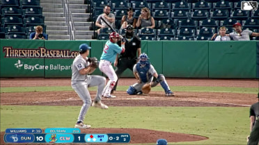 Nolan Beltran doubles (16) on a line drive to right fielder Jake Cook. Tyler Spangler scores.