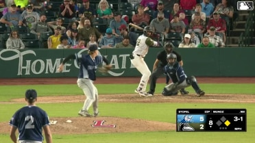 Samuel Munoz triples (1) on a sharp line drive to center fielder Caleb Shpur. Eduardo Guerrero scores.