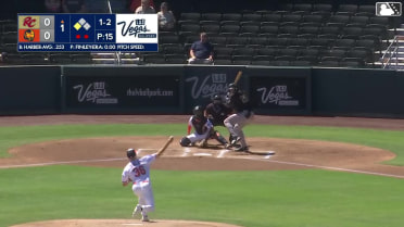 Parks Harber homers (6) on a fly ball to center field. Victor Bericoto scores.