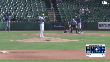Carter Trice out on a sacrifice fly to right fielder Jhon Diaz. Andy Garriola scores.