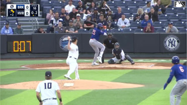 Yohairo Cuevas grounds into a double play, shortstop Core Jackson to first baseman Kyle West. Colin Houck out at 2nd. Yohairo Cuevas out at 1st.