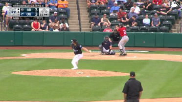 Billy Cook homers (1) on a fly ball to left center field.