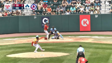 Izaac Pacheco out on a sacrifice fly to left fielder Sam Petersen. Thayron Liranzo scores. Justice Bigbie to 3rd. Chris Meyers to 2nd.