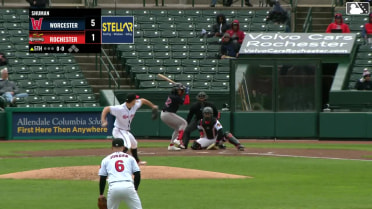 Anthony Seigler triples (1) on a sharp line drive to right fielder Andrew Pinckney.
