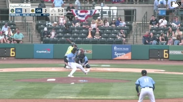 Connor Rasmussen triples (1) on a fly ball to right fielder Derek Datil.