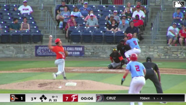 Ronny Cruz doubles (4) on a sharp line drive to left fielder Braylon Whitaker. Nick Peoples scores. Eli Willits scores. Luke Dickerson scores.