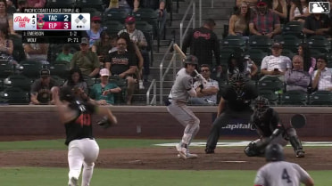 Colt Emerson singles on a fly ball to first baseman Jose Miranda. Victor Labrada scores.