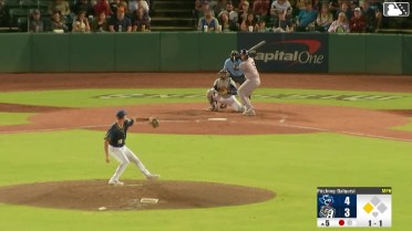 Pascanel Ferreras out on a sacrifice fly to left fielder Tirso Ornelas. Yamal Encarnacion scores.