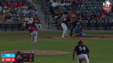 Ryan McCrystal doubles (1) on a line drive to right fielder Fenwick Trimble. Ruben Ibarra scores.