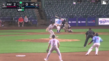 Cannon Peebles singles on a line drive to right fielder Kevin Alvarez. Yaikel Mijares scores.