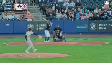 Yonny Hernández homers (1) on a fly ball to right center field.
