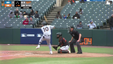 Jose Devers triples (1) on a fly ball to right fielder Thomas Sosa.