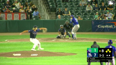 Skyler Messinger out on a sacrifice fly to left fielder Mathieu Vallee. Jimmy Obertop scores.