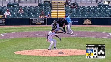 Jean Joseph doubles (3) on a fly ball to center fielder Mitch Jebb. Aldo Gaxiola scores.
