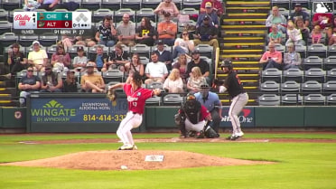 Dom Keegan homers (1) on a fly ball to left center field.