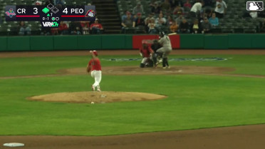 Danny De Andrade flies into a double play, center fielder Jose Cordoba to catcher Sammy Hernandez. Quinn McDaniel out at home.