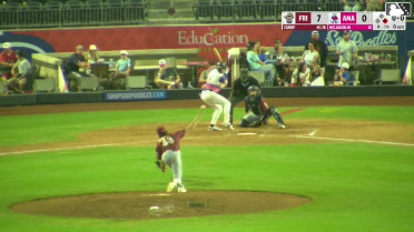 Ben McLaughlin doubles (14) on a line drive to center fielder Dylan Dreiling. Jansel Luis scores.