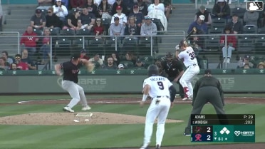 Hogan Windish singles on a sharp line drive to right fielder Zac Veen. Victor Labrada scores. Spencer Packard to 3rd. Connor Joe to 2nd.