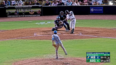 Nick Montgomery hits his first professional home run