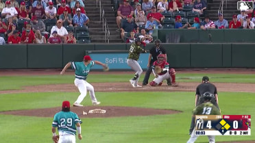 Romeo Sanabria singles on a line drive to left fielder Tre Richardson III. Ryan Jackson scores. Tirso Ornelas to 3rd.