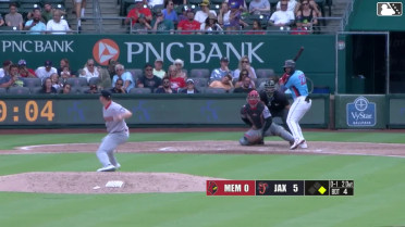 Deyvison De Los Santos homers (13) on a fly ball to center field. Connor Norby scores.