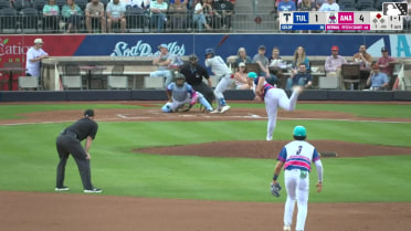 Jake Gelof singles on a ground ball to center fielder Druw Jones. Elijah Hainline scores.