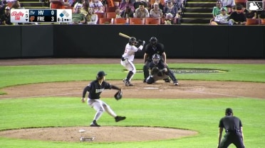 Payton Eeles singles on a line drive to right fielder Tyler Wilson. Ike Irish scores.