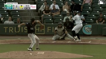 Austin Hays doubles (1) on a sharp line drive to center fielder Michael Siani. Riley Unroe scores. Everson Pereira to 3rd.
