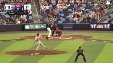 Wallace Clark doubles (7) on a fly ball to left fielder J.R. Freethy. Carlos Virahonda scores.