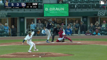 Yanquiel Fernández homers (12) on a line drive to right field.