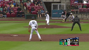 Abrahan Ramirez singles on a ground ball to left fielder Caden Kendle. Brandon Compton scores.
