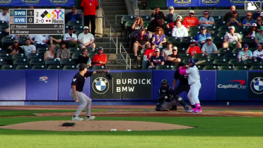 Francisco Alvarez doubles (2) on a line drive to right fielder Ernesto Martinez Jr. Matt Rudick scores.