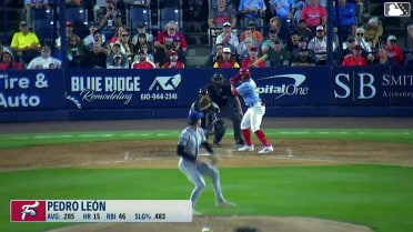 Pedro León doubles (1) on a line drive to left fielder Jared Thomas. Caleb Ricketts scores.