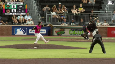 Easton Carmichael singles on a ground ball to center fielder Marcos Torres. Yordany De Los Santos scores.