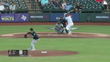 Jonah Bride singles on a ground ball to center fielder Carlos Rodríguez. Blaine Crim scores.