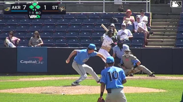 Vincent Perozo out on a sacrifice fly to right fielder Jaison Chourio. Nick Lorusso scores. JT Schwartz to 3rd.