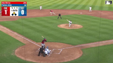 Alex McCoy singles on a ground ball to center fielder Asbel Gonzalez. Ryan Wideman scores.