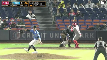 Aroon Escobar singles on a sharp ground ball to right fielder Guy Lipscomb. Bryson Ware scores. Jordan Dissin to 2nd.