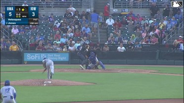 Greg Jones singles on a line drive to center fielder Drew Waters. Austin Wynns scores.