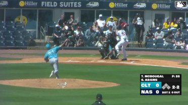 Luke Adams strikes out swinging.