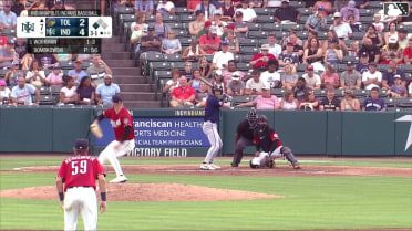 Gage Workman out on a sacrifice fly to left fielder Jhostynxon Garcia. Max Anderson scores.