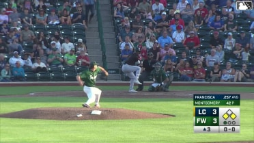 Welbyn Francisca out on a sacrifice fly to left fielder Jack Costello in foul territory. Jace LaViolette scores.