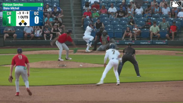 Luke Pelzer doubles (15) on a line drive to left fielder Caden Kendle. Asbel Gonzalez scores.